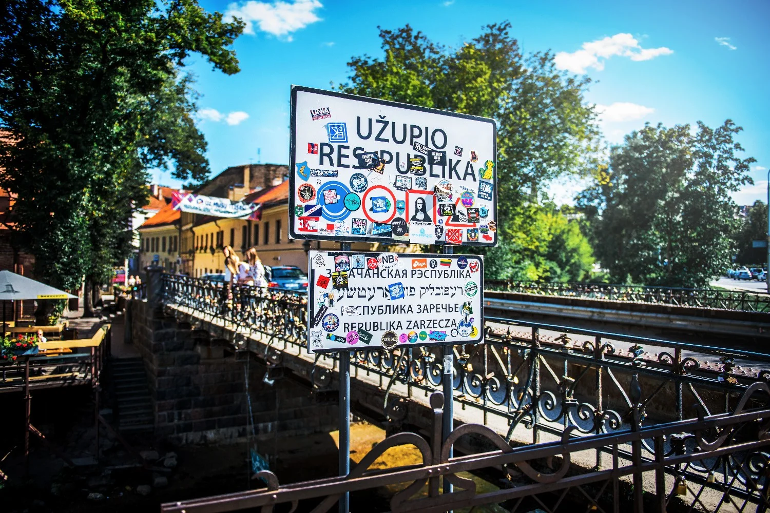 Užupis district in Vilnius by the Vilnelė River
