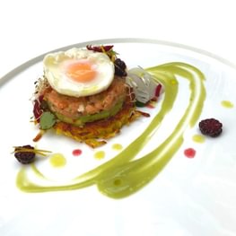 Potato Pancakes with Salmon Tartare