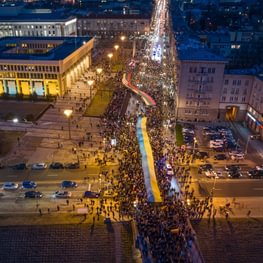 Vilnius Outpours Support To Ukraine: Resident Solidarity Runs Deep On Buildings, In Streets, and Even Sky