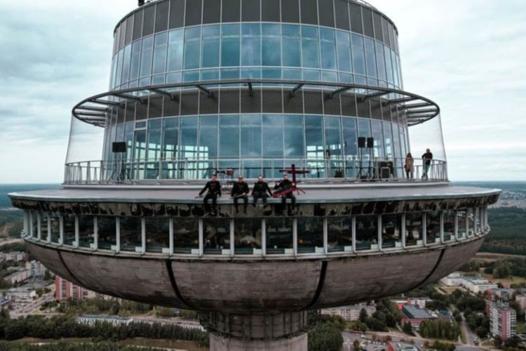 Subtilus band members on Vilnius TV Tower before the concert. Photo by Mindaugas Karla