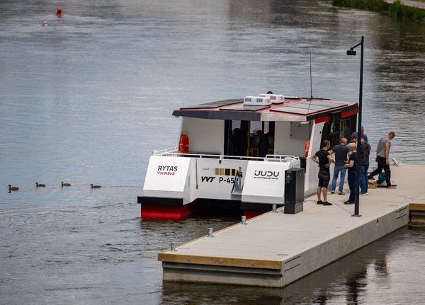 Boats stop at the main bridges of the city
